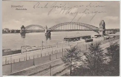 (43114) AK Düsseldorf, Rheinbrücke, Feldpost 1915