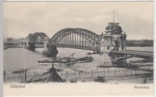 (42802) AK Düsseldorf, Rheinbrücke um 1905