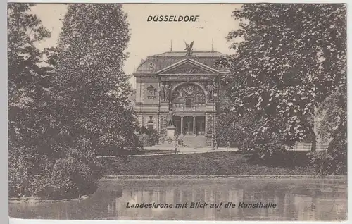 (41987) AK Düsseldorf, Landeskrone mit Blick a. Kunsthalle 1909