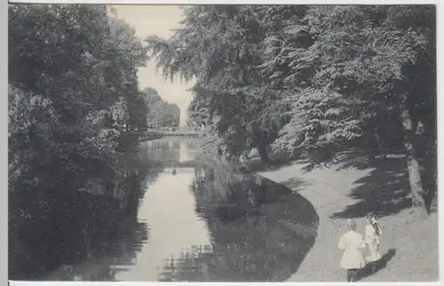 (18370) AK Düsseldorf (Rhein), Goldene Brücke im Hofgarten, vor 1945