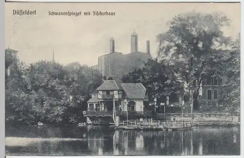 (16002) AK Düsseldorf, Schwanenspiegel, Fischerhaus, vor 1945