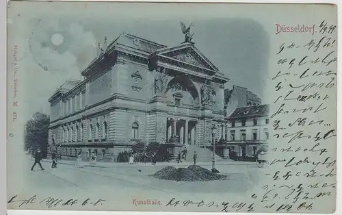 (115529) AK Düsseldorf, Kunsthalle, Mondscheinkarte 1899