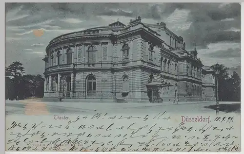 (115524) AK Düsseldorf, Theater Mondscheinkarte 1899