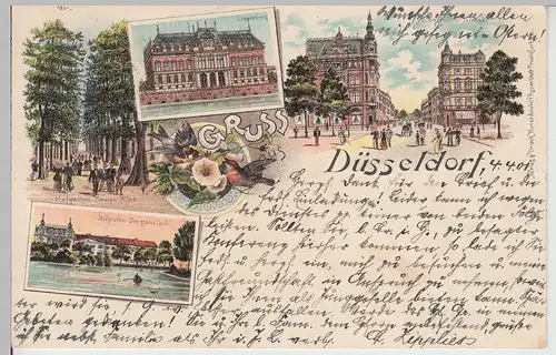 (113133) AK Gruss aus Düsseldorf, Mehrbild Litho 1901