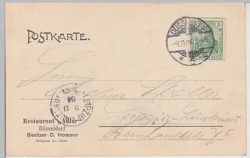 (112436) AK Düsseldorf, Restaurant Adler 1904