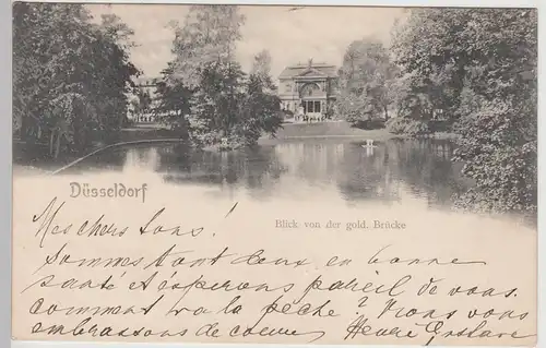 (112102) AK Düsseldorf, Blick von der goldenen Brücke, Kunsthalle 1903