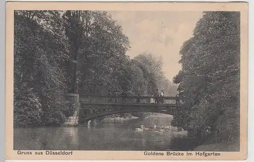 (105710) AK Düsseldorf, Goldene Brücke im Hofgarten, vor 1945