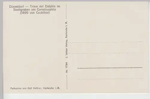 (104152) Foto AK Düsseldorf, Triton mit Delphin im Stadtgraben, vor 1945