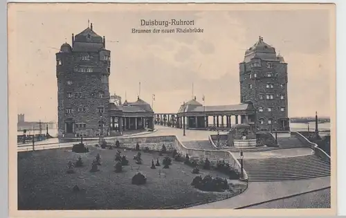 (94896) AK Duisburg Ruhrort, Brunnen der neuen Rheinbrücke, 1911