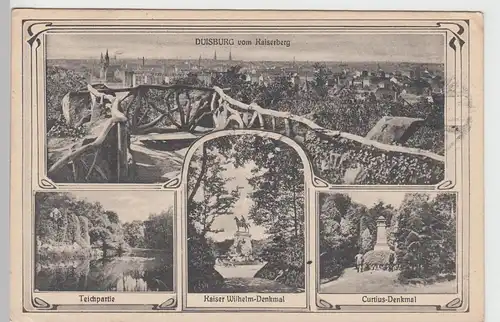 (90155) AK Duisburg, Curtiusdenkmal, Blick v. Kaiserberg, Feldp. 1916