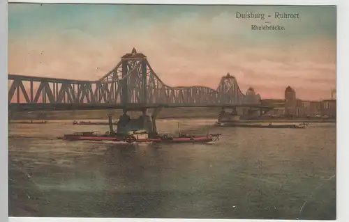 (78966) AK Duisburg Ruhrort, Rheinbrücke 1908
