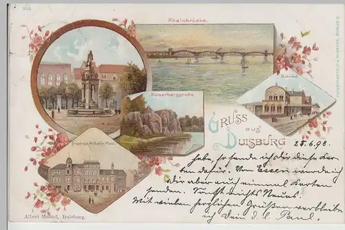 (76691) AK Gruss aus Duisburg, Mehrbildkarte Litho 1898