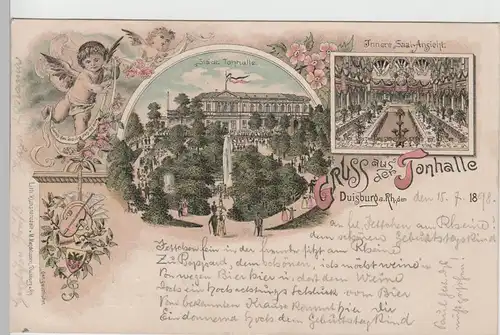 (76690) AK Duisburg, Gruss aus der Tonhalle, Litho 1898