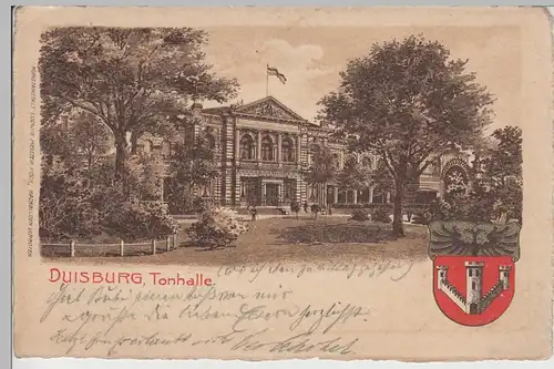 (76688) AK Duisburg, Tonhalle, Wappen im Golddruck 1910