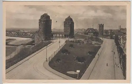 (30613) AK Duisburg-Ruhrort, Rheinallee und Brücke, 1928