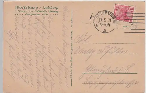 (108385) AK Duisburg, Wolfsburg im Duisburger Wald 1921