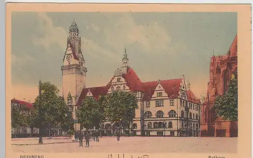 (101280) AK Duisburg, Rathaus, Burgplatz, vor 1945