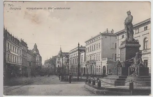 (101276) AK Duisburg, Königstraße, Bismarckdenkmal 1910