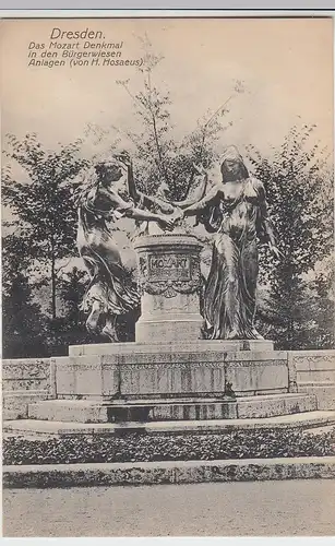 (98674) AK Dresden, Mozartdenkmal Bürgerwiesen Anlagen, vor 1945