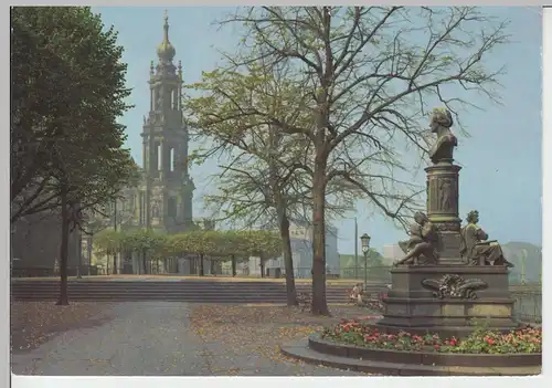 (96298) AK Dresden, Brühlsche Terrasse mit Hofkirche, 1977