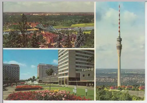 (96272) AK Dresden, Mehrbildkarte mit Fernsehturm, 1977