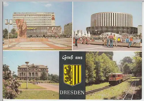 (96268) AK Dresden, Mehrbildkarte mit Pioniereisenbahn, 1981