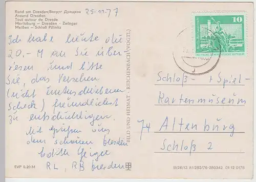 (96261) AK Rund um Dresden, Mehrbildkarte, 1976