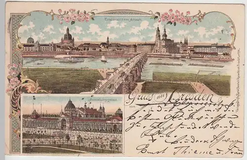 (92662) AK Gruss aus Dresden, Altstadt, Ausstellungspalast, Litho 1899
