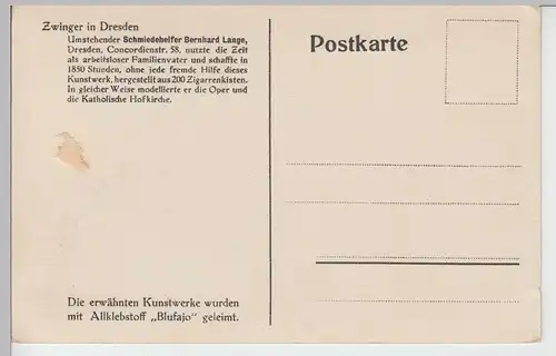 (91054) AK Dresden, Zwinger, Modell aus Zigarrenkisten, vor 1945