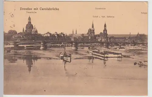 (88704) AK Dresden, Panorama mit Carolabrücke, 1924