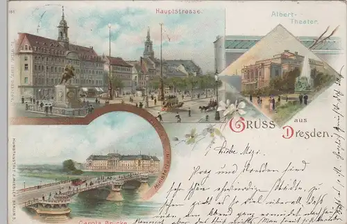 (78632) Künstler AK Gruß aus Dresden, Alberttheater, Hauptstr. 1897
