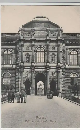(75453) AK Dresden, Gemäldegalerie, Portal, König-Johann-Denkmal, v. 1945