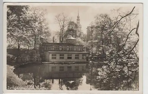 (73712) Foto AK Dresden, Gaststätte Zwingerschlösschen 1938