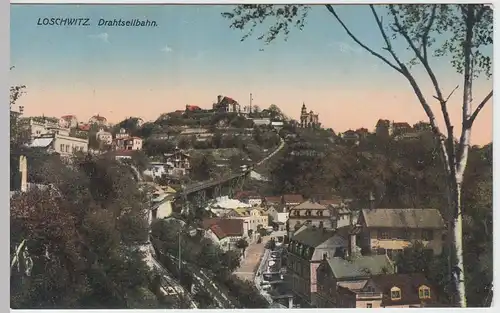 (55446) AK Loschwitz, Dresden, Drahtseilbahn, Weißer Hirsch, vor 1945