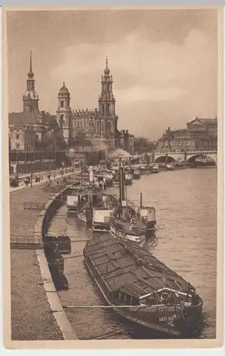 (5071) AK Dresden, Dampfschifflandungsplatz, Oper, Hofkirche, vor 1945