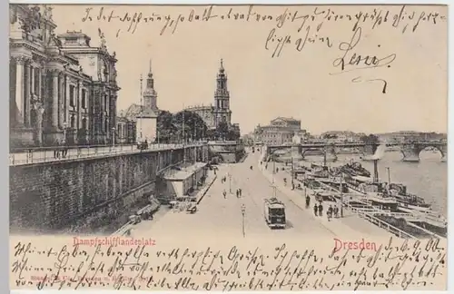(5068) AK Dresden, Dampfschifflandeplatz, Kunstakademie 1900