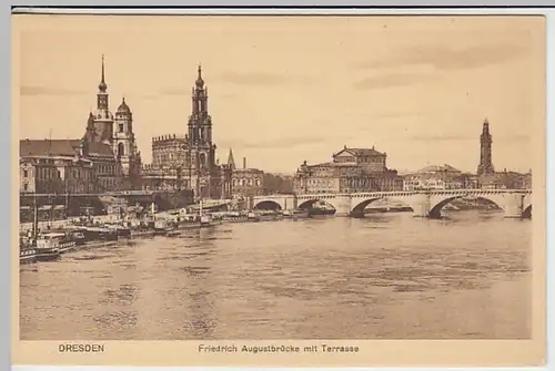 (30941) AK Dresden, Friedrich August-Brücke mit Terrasse, vor 1945