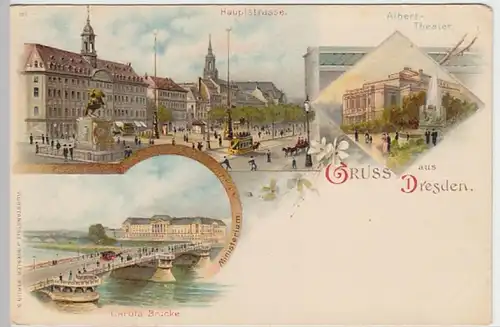 (30284) AK Gruss aus Dresden, Litho vor 1905