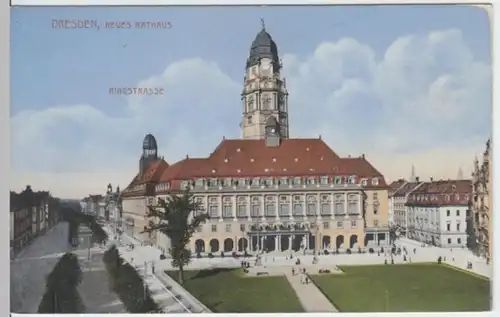 (2981) AK Dresden, Neues Rathaus, Ringstraße, vor 1945