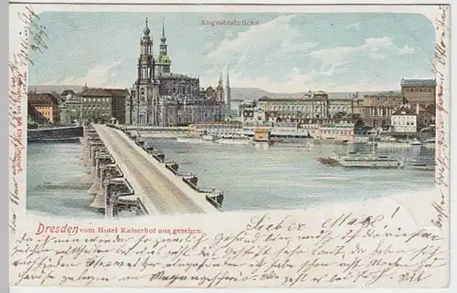 (19427) AK Dresden, Augustusbrücke 1900