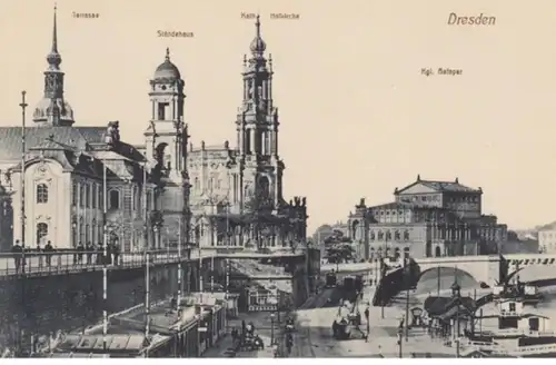 (1613) AK Dresden, Ständehaus, Oper, Kath. Hofkirche, vor 1945