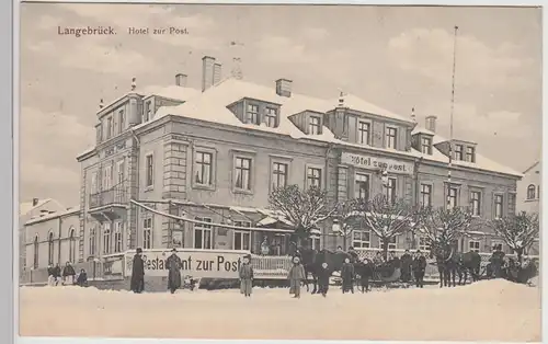 (115863) AK Dresden Langebrück, Hotel zur Post im Winter 1916