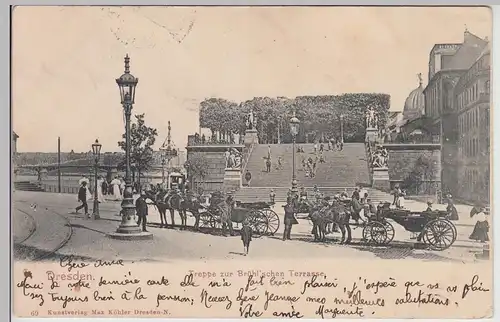 (115832) AK Dresden, Treppe zur Brühl'schen Terrasse 1904