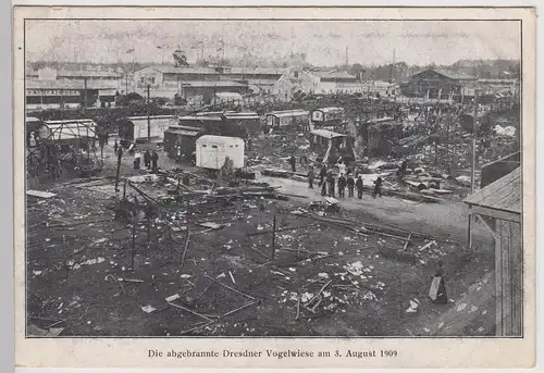 (115525) AK Dresden, abgebrannte Vogelwiese 1909