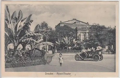 (113946) AK Dresden, Albert Theater, Automobil, Bananenstauden 1917