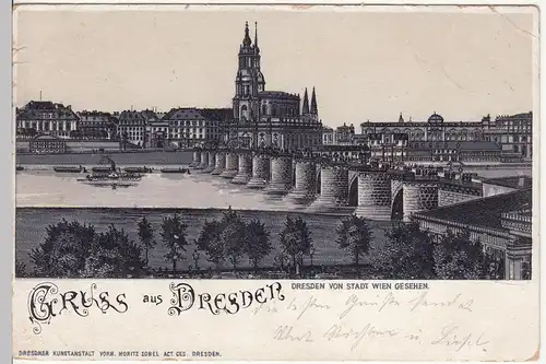 (113245) Künstler AK Gruß aus Dresden, Altstadt, Blick von Stadt Wien 1903