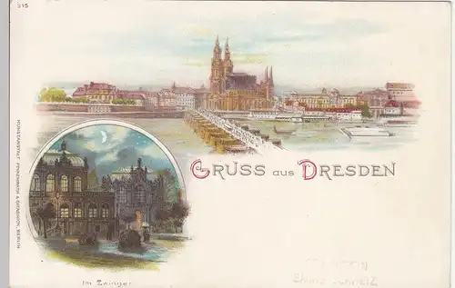 (113243) Künstler AK Gruß aus Dresden, Zwinger, Altstadt, bis 1905