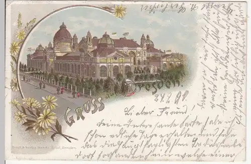 (113242) Künstler AK Gruß aus Dresden, Ausstellungsgebäude 1900