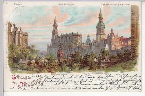 (113241) Künstler AK Gruß aus Dresden, Schloss, Katholische Hofkirche 1899