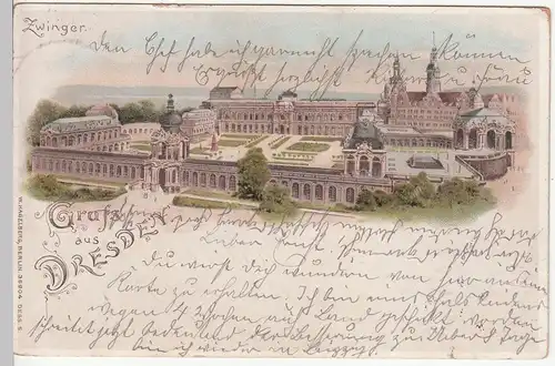 (113233) Künstler AK Gruß aus Dresden, Zwinger 1899